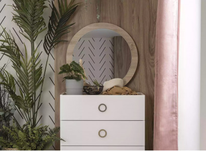 Gruppe Kommode mit Spiegel Kommoden Holz Weiß Schlafzimmer Schrank Set